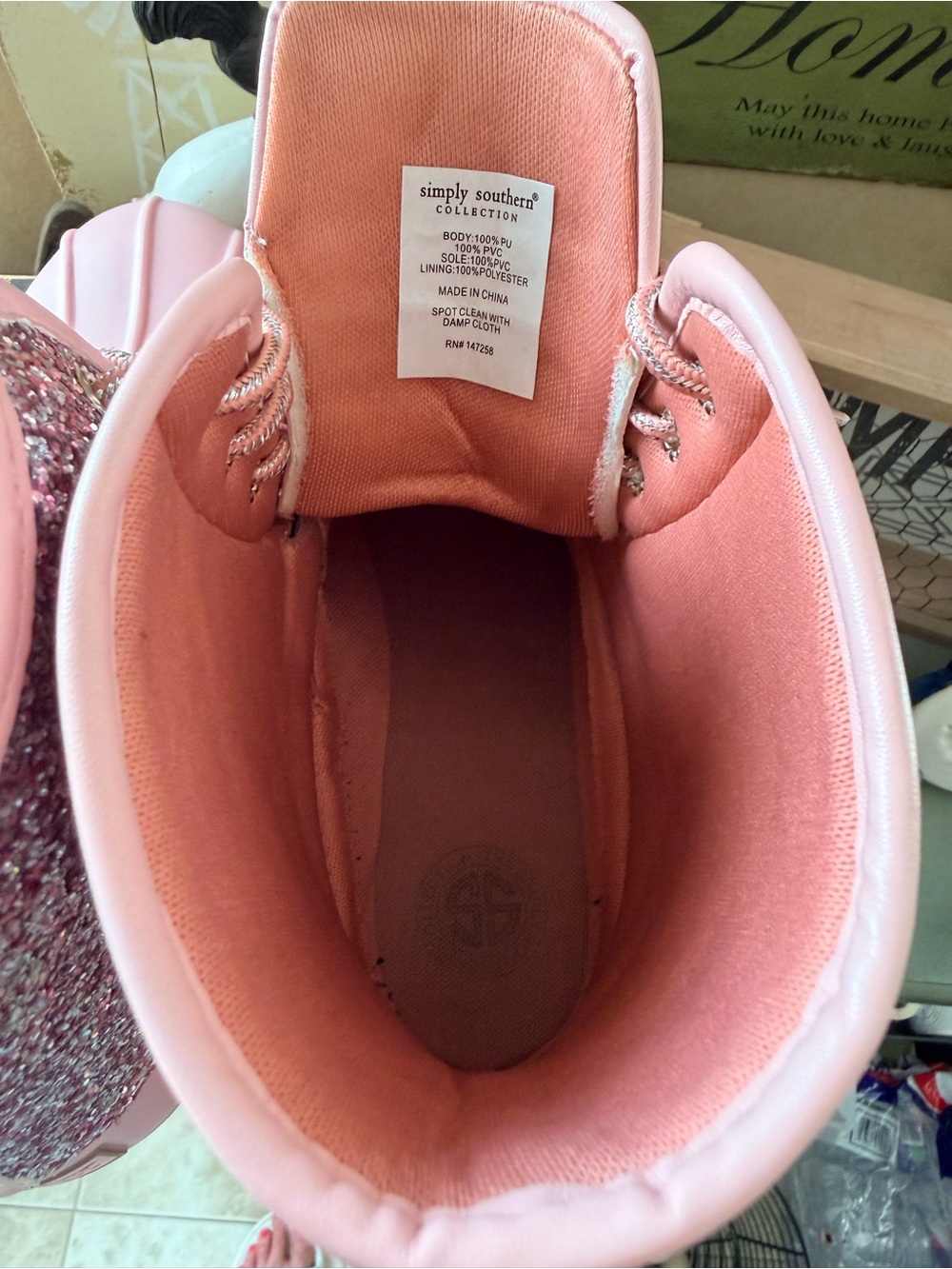 Simply Southern Pink Glitter Duck Boots - Picture 7 of 13